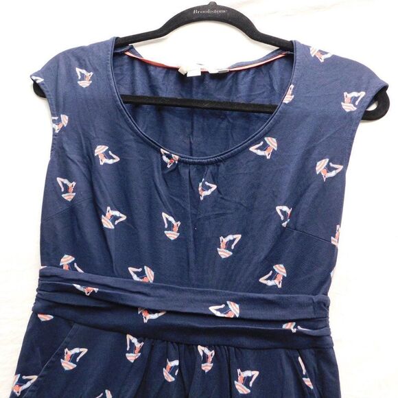 Boden Sz 10 Swimming Girls Print Navy Knit Dress EUC - Picture 3 of 4